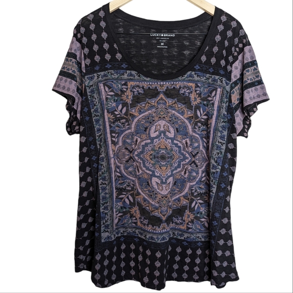 Lucky Brand Tops - Lucky Brand Black and Purple Short Sleeve Tee